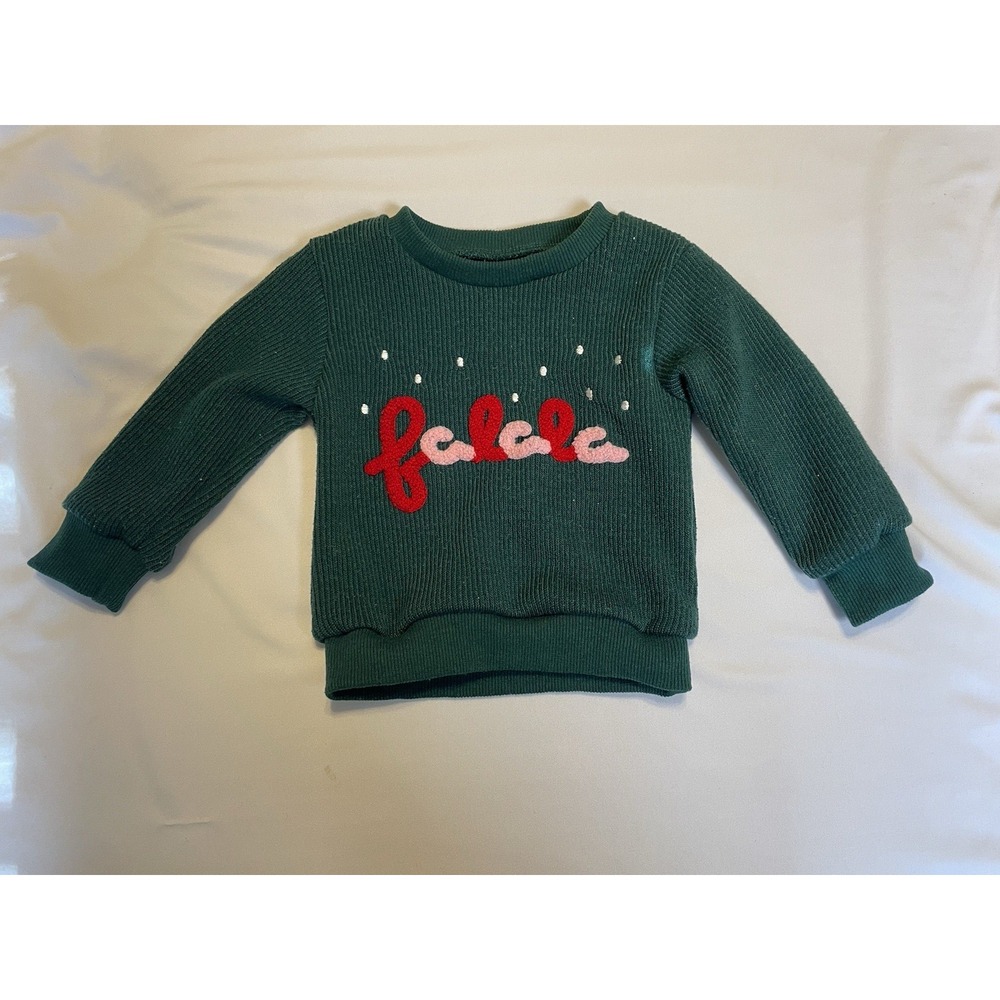 Christmas‎ Falala Baby Girl Green Sweater Embroidered Size 3-6 Months